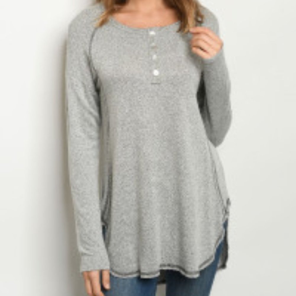 Long sleeve henley tunic top
